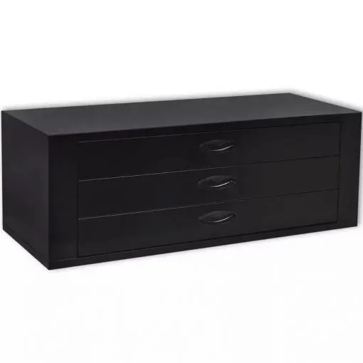 vidaXL Metal Tool Chest 3 Drawers Black