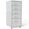 vidaXL File Cabinet with 5 Drawers Grey 68,5 cm Steel