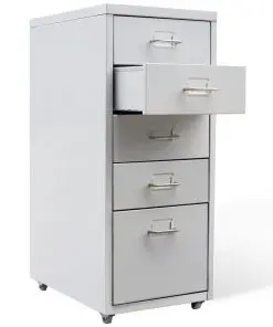 vidaXL File Cabinet with 5 Drawers Grey 68,5 cm Steel