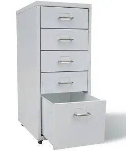 vidaXL File Cabinet with 5 Drawers Grey 68,5 cm Steel