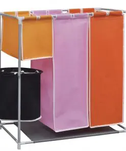 vidaXL 3-Section Laundry Sorter Hamper with a Washing Bin