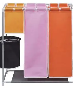 vidaXL 3-Section Laundry Sorter Hamper with a Washing Bin