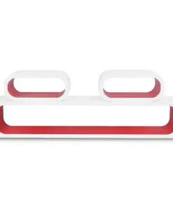 3 White-red MDF Floating Wall Display Shelf Cubes Book/DVD Storage