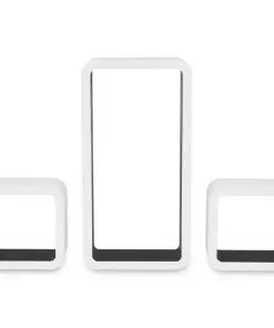 3 White-black MDF Floating Wall Display Shelf Cubes Book/DVD Storage