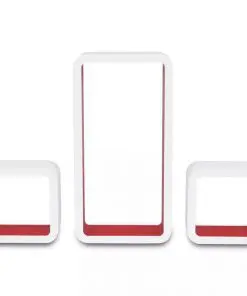 3 White-red MDF Floating Wall Display Shelf Cubes Book/DVD Storage