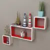 3 White-red MDF Floating Wall Display Shelf Cubes Book/DVD Storage 3 White-red MDF Floating Wall Display Shelf Cubes Book/DVD Storage