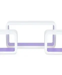 3 White-purple MDF Floating Wall Display Shelf Cubes Book/DVD Storage