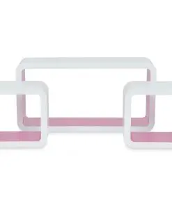 3 White-pink MDF Floating Wall Display Shelf Cubes Book/DVD Storage