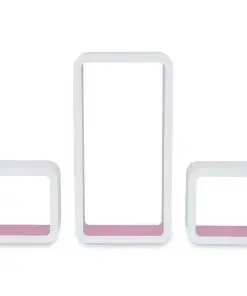 3 White-pink MDF Floating Wall Display Shelf Cubes Book/DVD Storage