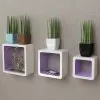3 White-purple MDF Floating Wall Display Shelf Cubes Book/DVD Storage 3 White-purple MDF Floating Wall Display Shelf Cubes Book/DVD Storage