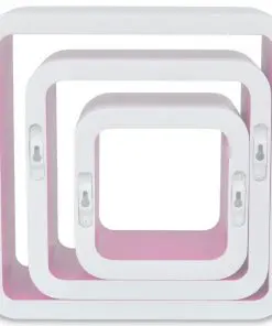 3 White-pink MDF Floating Wall Display Shelf Cubes Book/DVD Storage