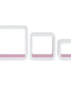 3 White-pink MDF Floating Wall Display Shelf Cubes Book/DVD Storage