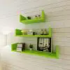 3 Green MDF U-shaped Floating Wall Display Shelves Book/DVD Storage 3 Green MDF U-shaped Floating Wall Display Shelves Book/DVD Storage