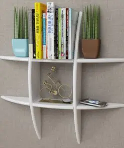 White MDF Floating Wall Display Shelf Book/DVD Storage