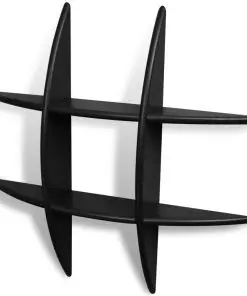 Black MDF Floating Wall Display Shelf Book/DVD Storage