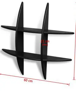 Black MDF Floating Wall Display Shelf Book/DVD Storage