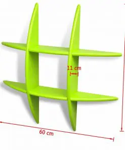 Green MDF Floating Wall Display Shelf Book/DVD Storage