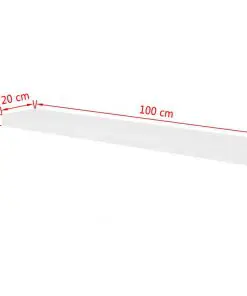 2 White MDF Floating Wall Display Shelves Book/DVD Storage