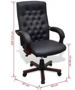 Chesterfield Office Chair Artificial Leather Black