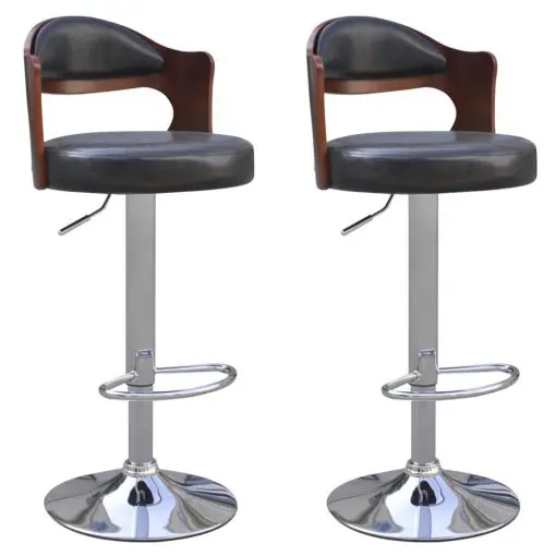 vidaXL Bar Stools 2 pcs with Bentwood Frame Artificial Leather