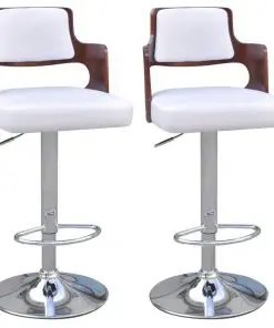 vidaXL Bar Stools 2 pcs White Faux Leather