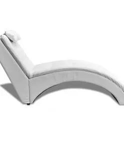 vidaXL Chaise Longue with Pillow White Faux Leather