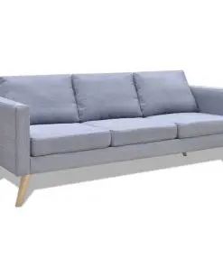 vidaXL Sofa 3-Seater Fabric Light Grey
