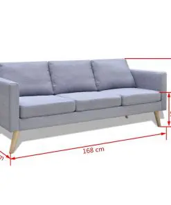vidaXL Sofa 3-Seater Fabric Light Grey