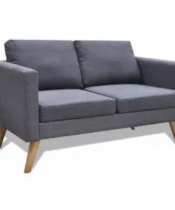 vidaXL Sofa 2-Seater Fabric Dark Grey