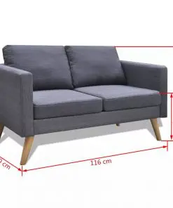 vidaXL Sofa 2-Seater Fabric Dark Grey