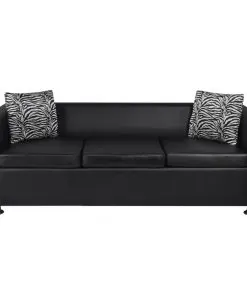 vidaXL Sofa 3-Seater Artificial Leather Black
