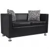 vidaXL Sofa 2-Seater Artificial Leather Black