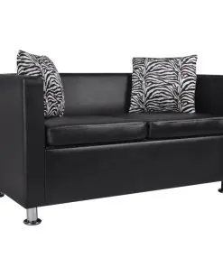 vidaXL Sofa 2-Seater Artificial Leather Black