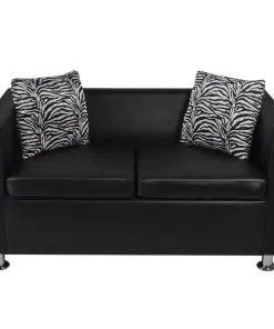 vidaXL Sofa 2-Seater Artificial Leather Black