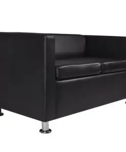 vidaXL Sofa 2-Seater Artificial Leather Black