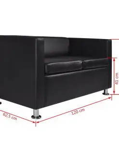 vidaXL Sofa 2-Seater Artificial Leather Black