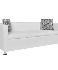 vidaXL Sofa 3-Seater Artificial Leather White