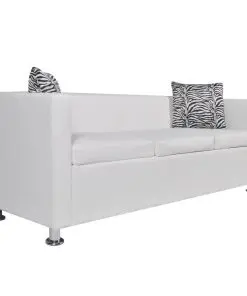 vidaXL Sofa 3-Seater Artificial Leather White