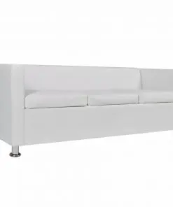 vidaXL Sofa 3-Seater Artificial Leather White