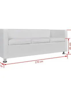 vidaXL Sofa 3-Seater Artificial Leather White