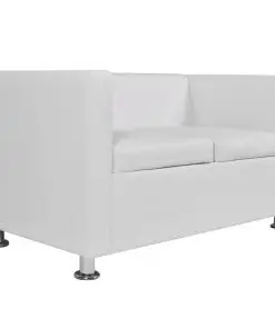 vidaXL Sofa 2-Seater Artificial Leather White