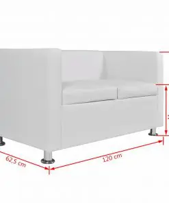 vidaXL Sofa 2-Seater Artificial Leather White