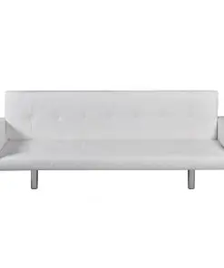 vidaXL Sofa Bed with Armrest White Artificial Leather