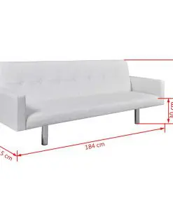 vidaXL Sofa Bed with Armrest White Artificial Leather