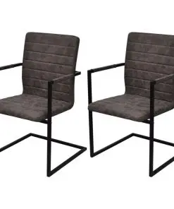 vidaXL Dining Chairs 2 pcs Brown Faux Leather