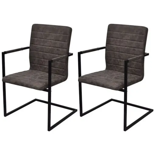 vidaXL Dining Chairs 2 pcs Brown Faux Leather