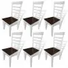 vidaXL Dining Chairs 6 pcs White and Brown Solid Wood and MDF vidaXL Dining Chairs 6 pcs White and Brown Solid Wood and MDF