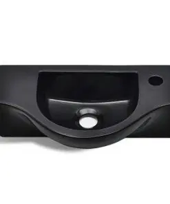 vidaXL Ceramic Bathroom Sink Basin with Faucet Hole Black