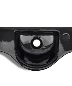 vidaXL Ceramic Bathroom Sink Basin with Faucet Hole Black
