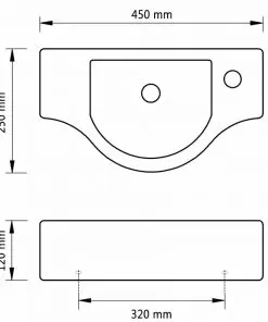 vidaXL Ceramic Bathroom Sink Basin with Faucet Hole Black